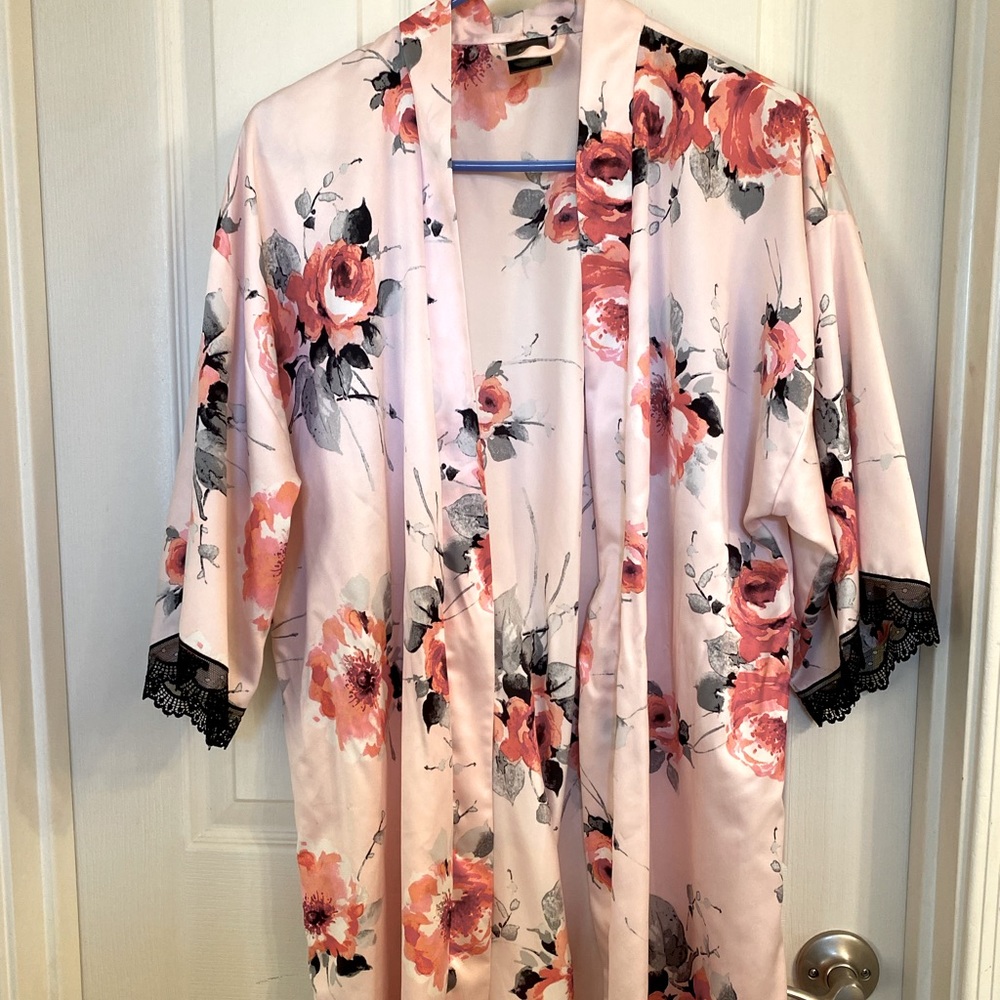 Pink silk robe